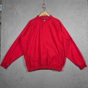 Footjoy FJ Pullover Mens XL 1/4 Snaps Red Golf Jacket Ripstop Windbreaker Preppy